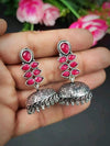 Oxidized Silver Stone Studded Earring