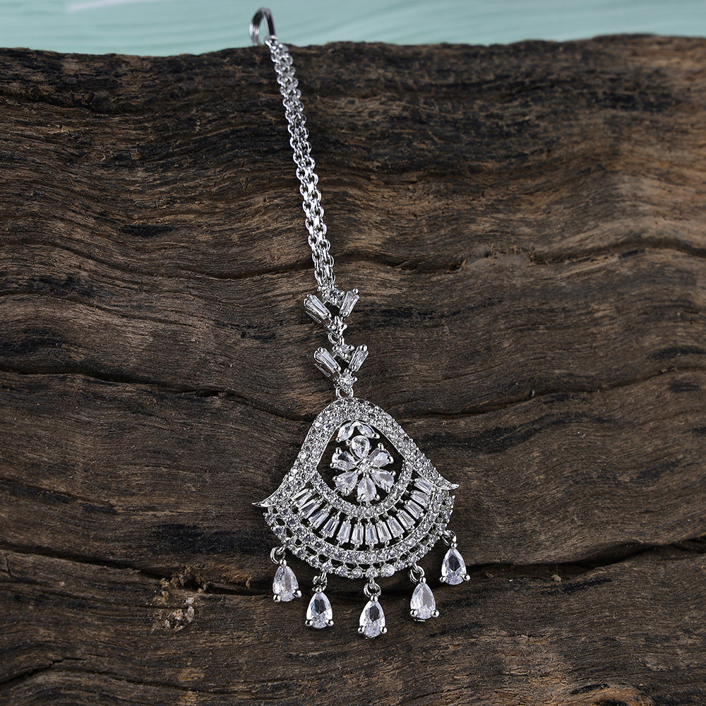 Party Wear Silver Floral Tikka