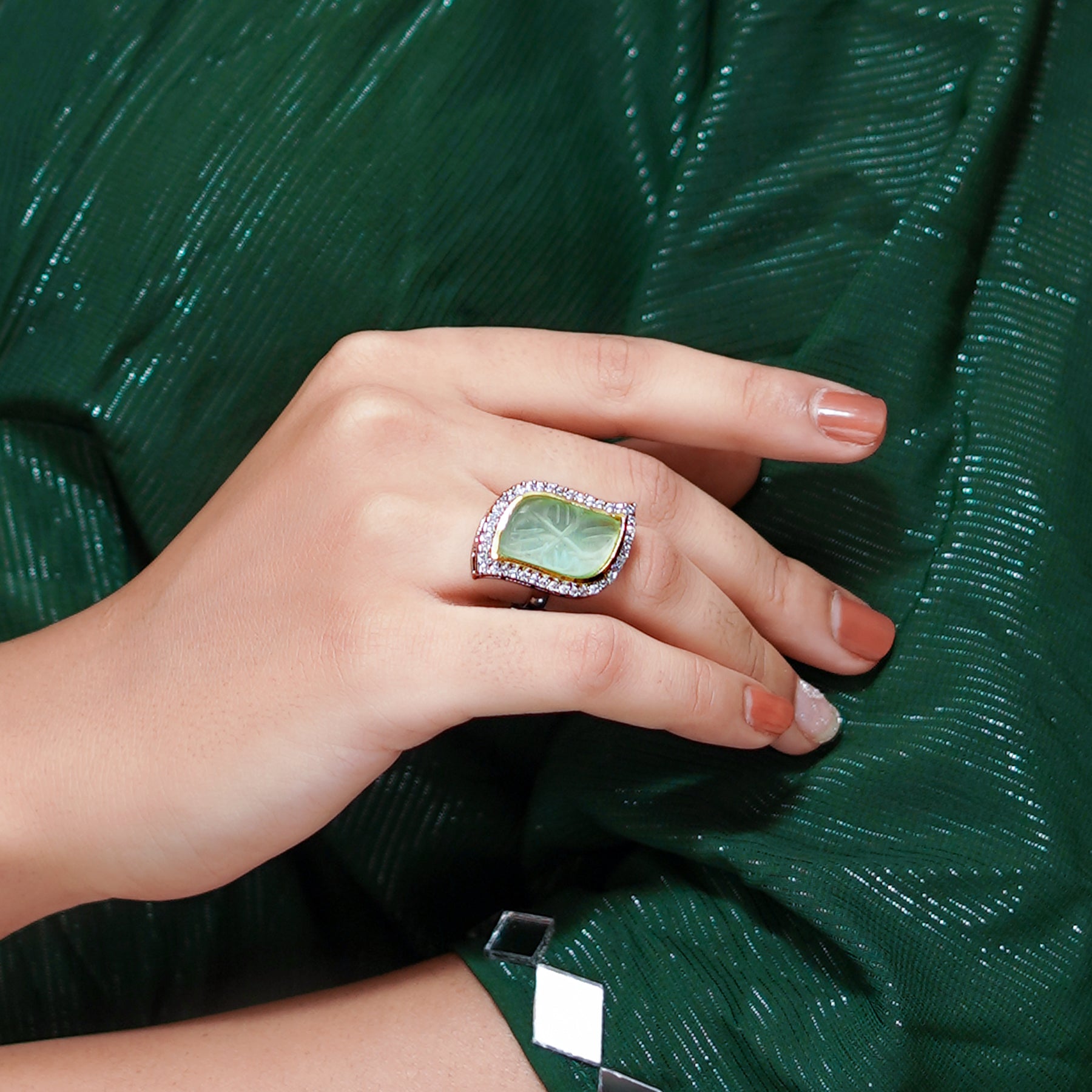 Prehnite Gemstone Sterling Silver Ring