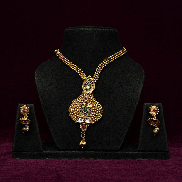 Meraki Traditional Ethnic Delicate Stone And Bead Necklace