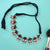 Delicate Oxidized Red Stone Necklace With Pearls