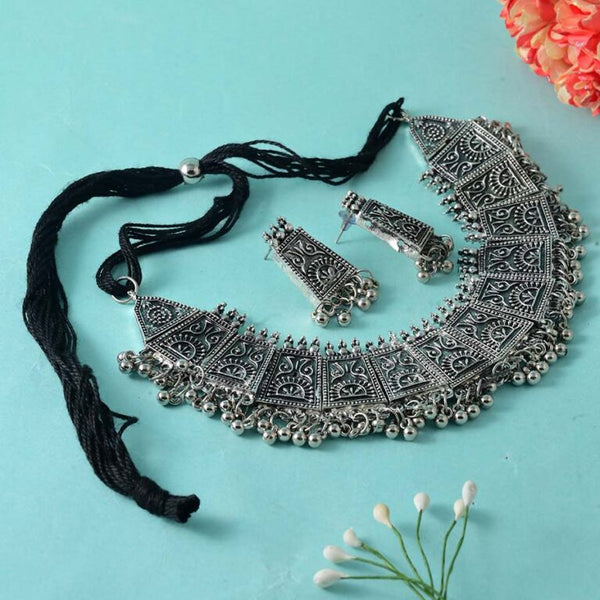 Oxidized Choker Necklace & Earring Set