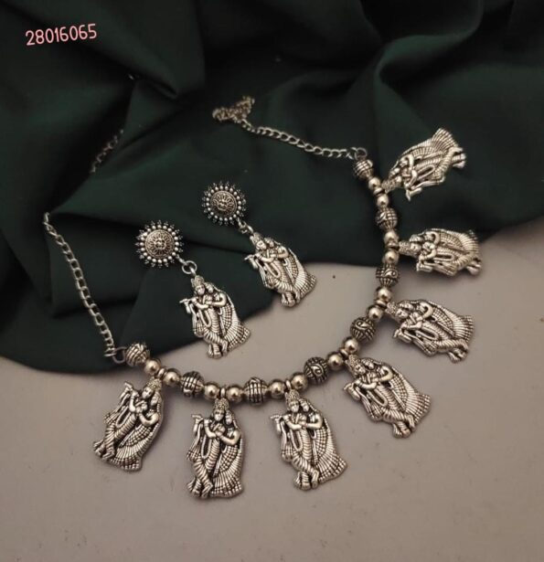 Silver Plated Oxidized Spiritual Necklace