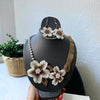 Meraki Trends with Pearls Flower design Choker Set