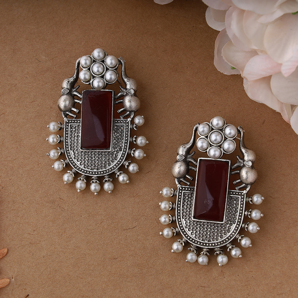Elephant Design Replica Earring with Pearls