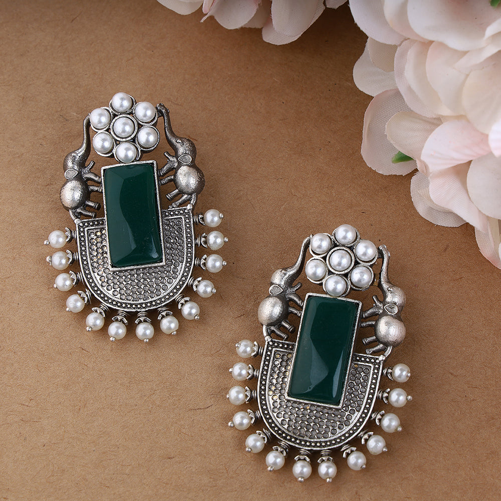 Elephant Design Replica Earring with Pearls