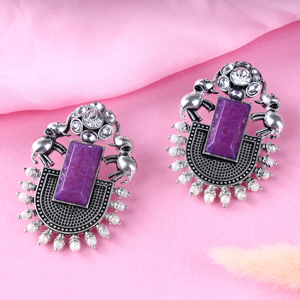 Elephant Design Replica Earring with Stone