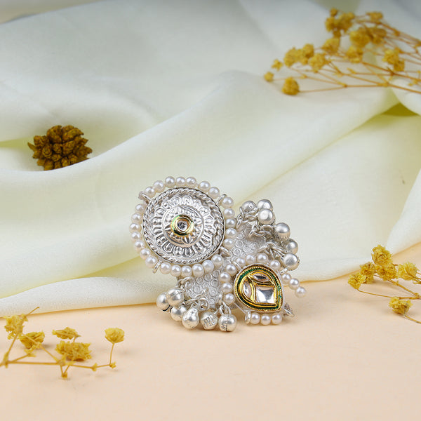 Kundan Pearls Adjustable Ring