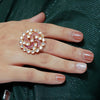 Meraki Trends Goldplated Traditional Ring With White Stone