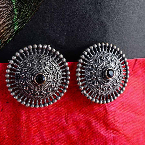 Meraki Morning Star Oxidized Silver Studs