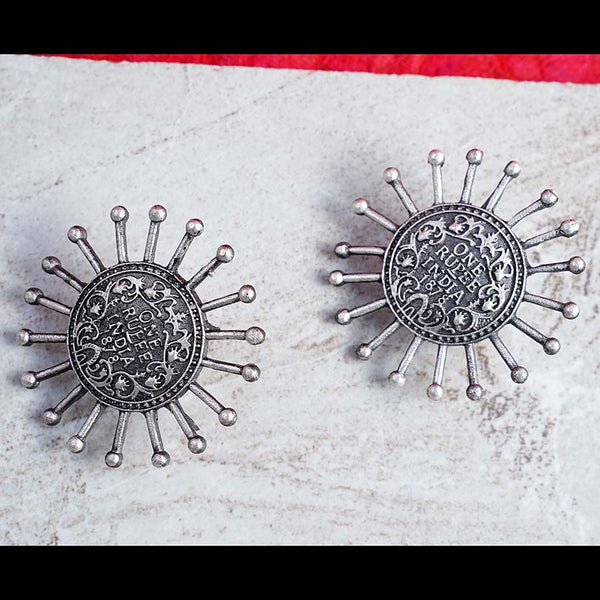 Meraki One Rupee Coin Shaped Stud Earrings