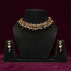 Meraki High Quality Kundan Polki Choker Set With Black Beads