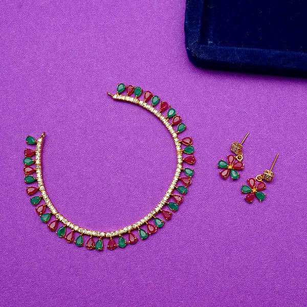 Meraki Ad Stone Choker set with Earrings