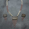 Afghani Tribal Antique Boho Pink Stone Pearl Necklace with Earrings