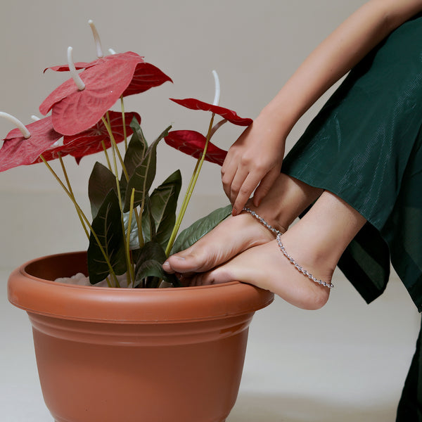 Silver Plated Flower Design Anklet