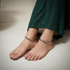 Silver Plated Anklet with Black Beads