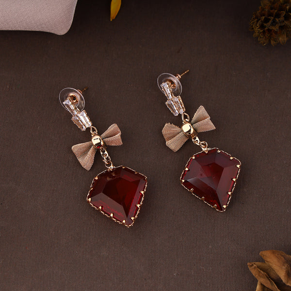 Red Color CZ Studded Earring