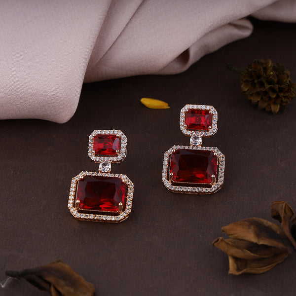 CZ Studs Drop Dangle