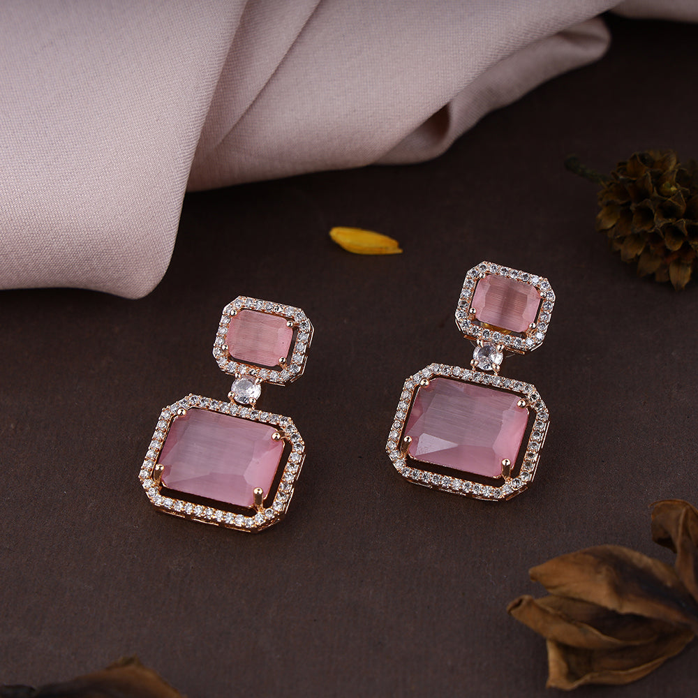 CZ Studs Drop Dangle