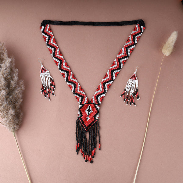 Zig-Zag Design Beaded Necklace