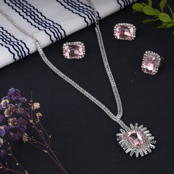 Pink Stone AD Necklace Set