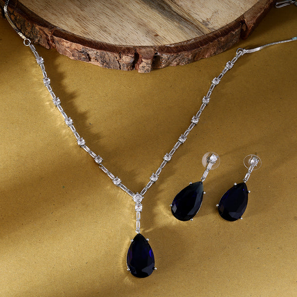 Everlasting Quality Jewels Silver Plated AD Necklace Set