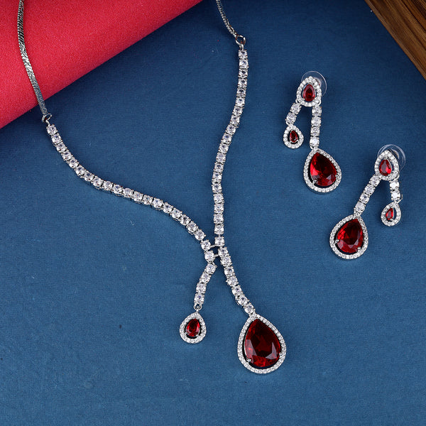Radiant Ruby Cubic Zirconia Necklace Set