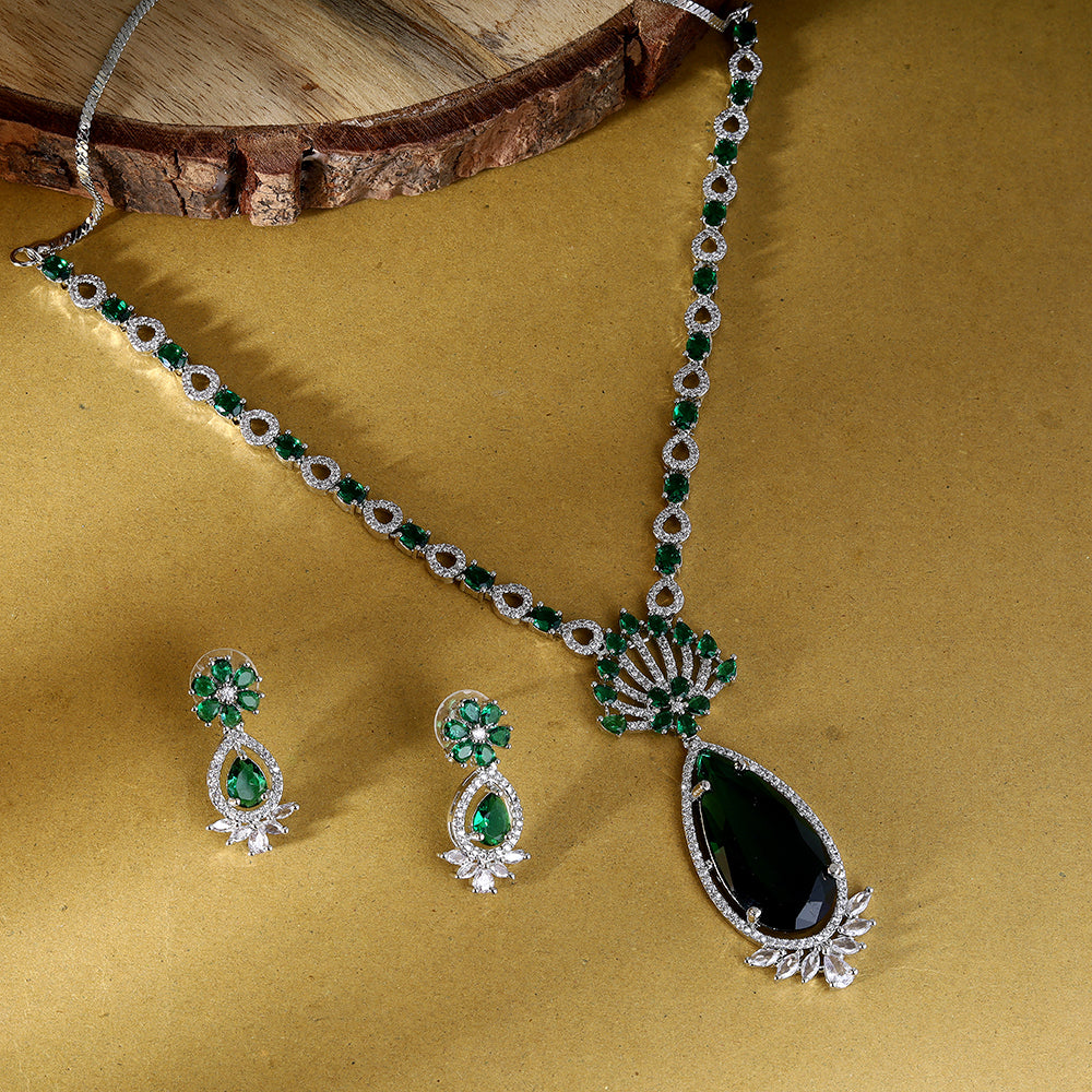 Long Neck Zircon/AD Necklace Set