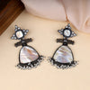 Contemporary Style Stones Studded Pearl Drop Earrings