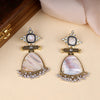 Contemporary Style Stones Studded Pearl Drop Earrings