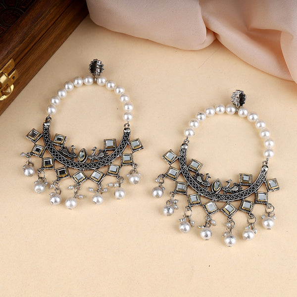 Queen Floral Peacock Beads Chand Bali