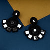 Black Beads Earrings With Mirror Work
