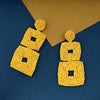 Yellow Square Shaped Beaded Earring