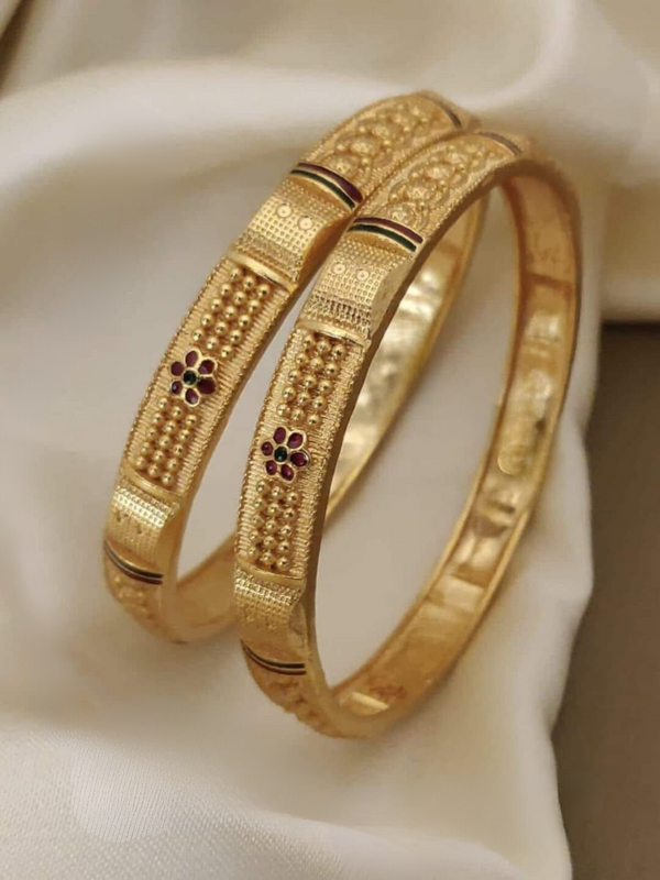 Gold Plated Flower Design Bangles