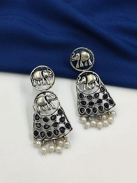 Elephant shape silver replica Earrings