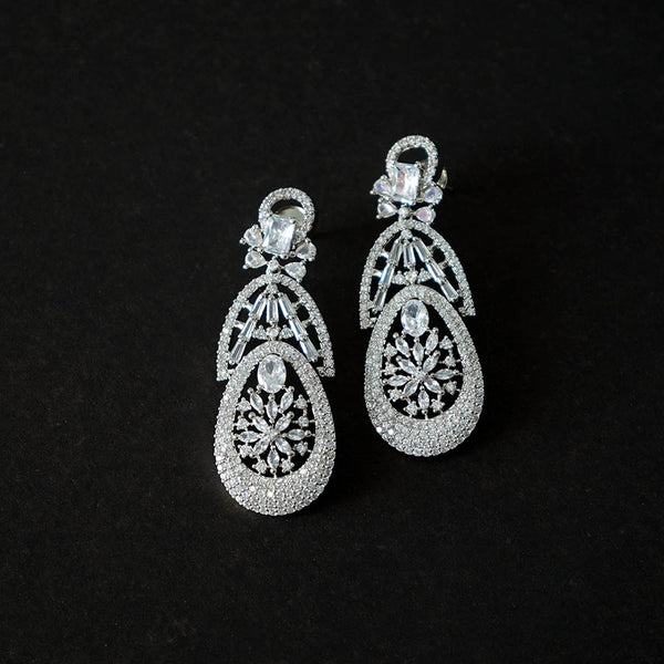 Meraki Rhodium Plated Glamorous Earrings