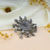 Flower Design Stone Oxidized Ring