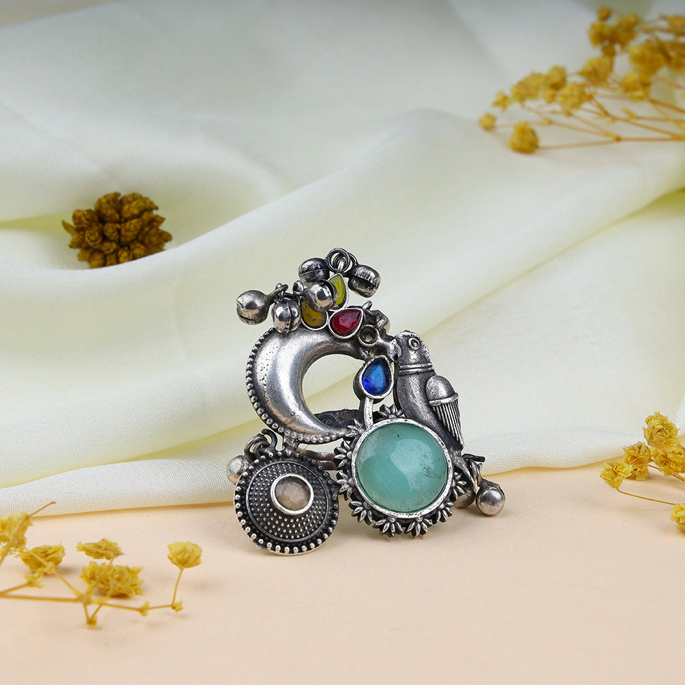 Bird Design Oxidized Ring