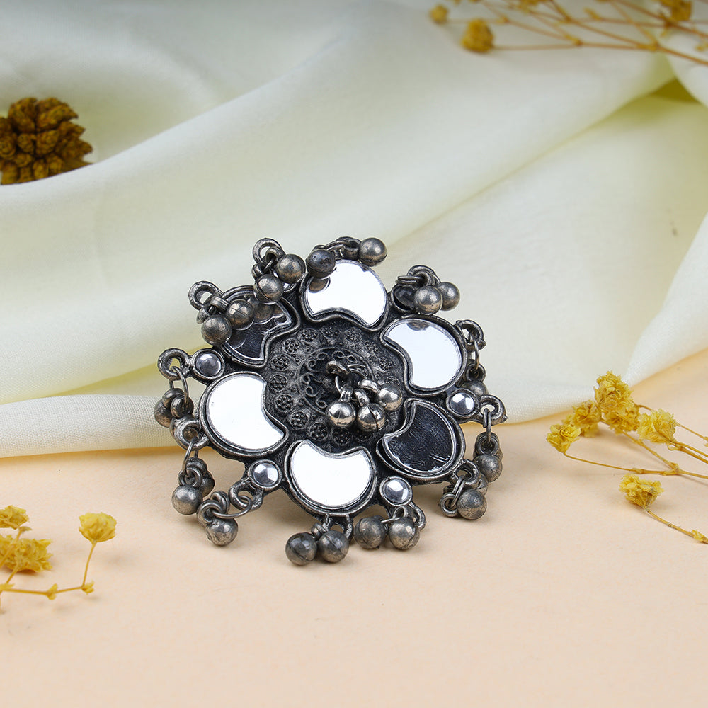 Oxidized Mirror Adjustable Ring