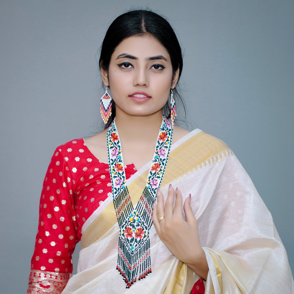 Buy Seed Beads Layered Necklace Earrings Set for Women