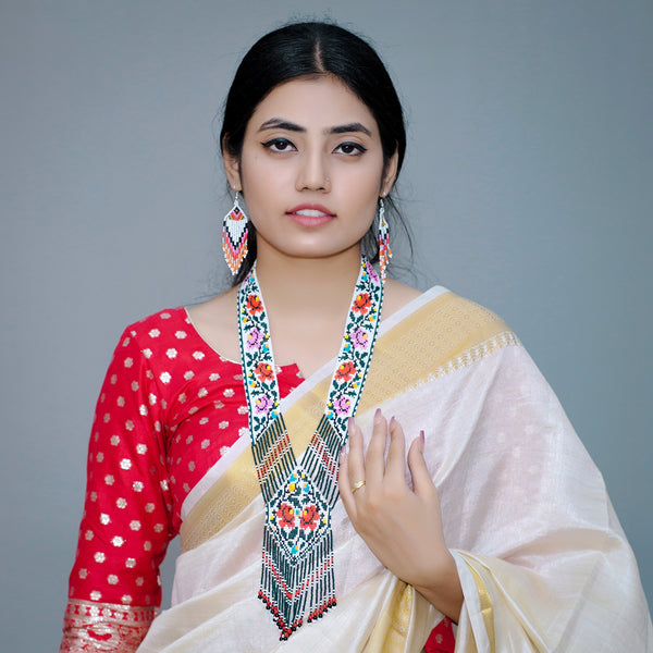 Buy Seed Beads Layered Necklace Earrings Set for Women