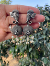 Meraki Ganesha Style Oxidized Earrings