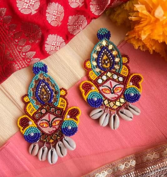 Maa Durga Design Handmade Earrings
