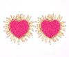 Sparkling Heart Design Beads Earrings