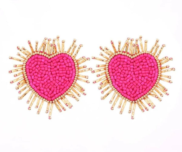 Sparkling Heart Design Beads Earrings