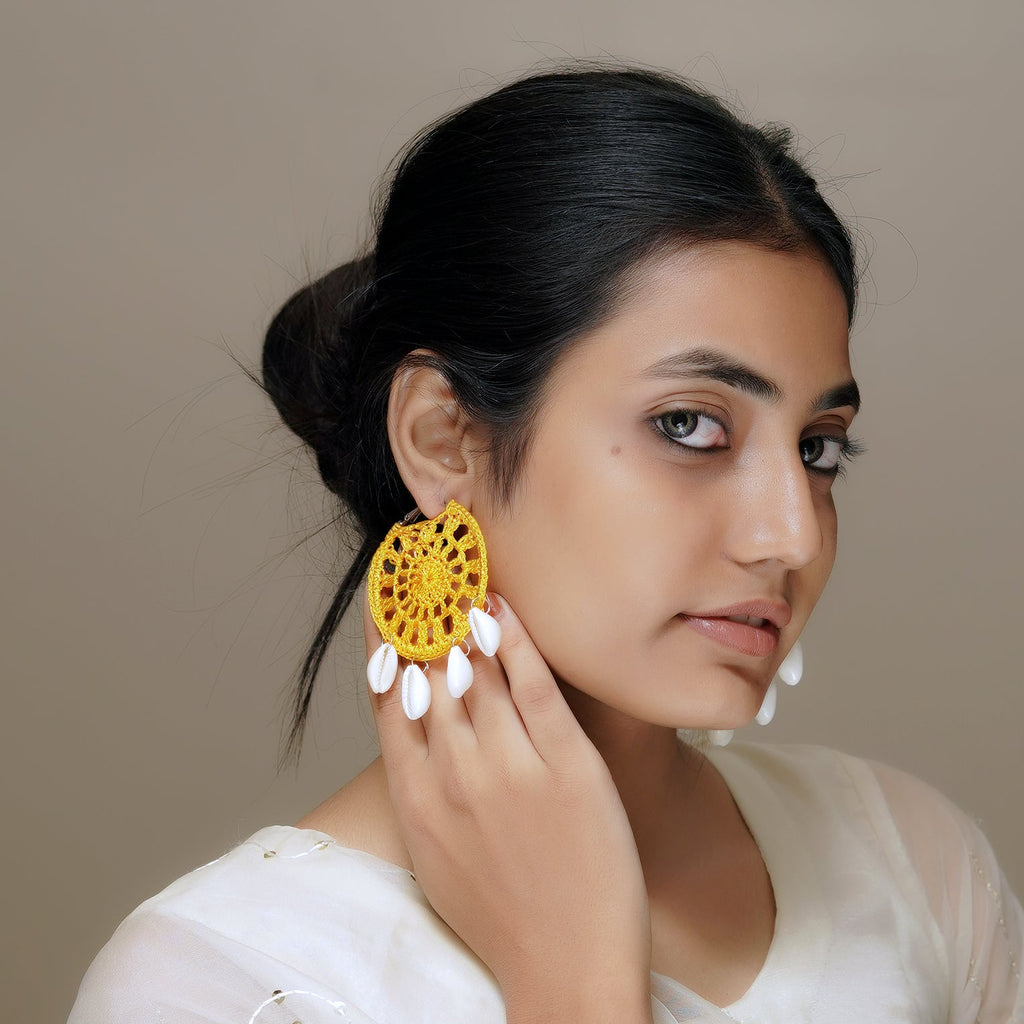 Thread Work Handmade Shell Earrings