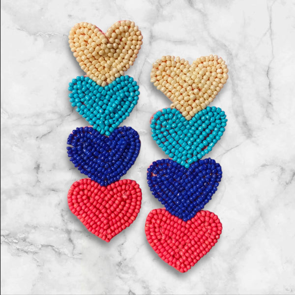 Handmade Heart Design Beads Earrings