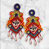 Colorful Beaded Maa Durga Earrings