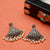 Antique Silver Triangle Pearl Earrings