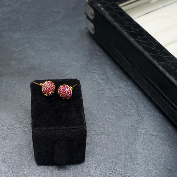 Gold Plated Ruby Stone Stud